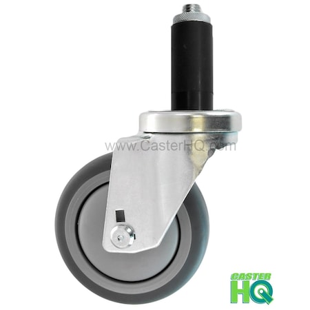 Casterhq 4"x1-1/4" Swivel Caster, Gray Thermo Plastic Rubber Wheel, 1-1/8" HDLDTPR414-118